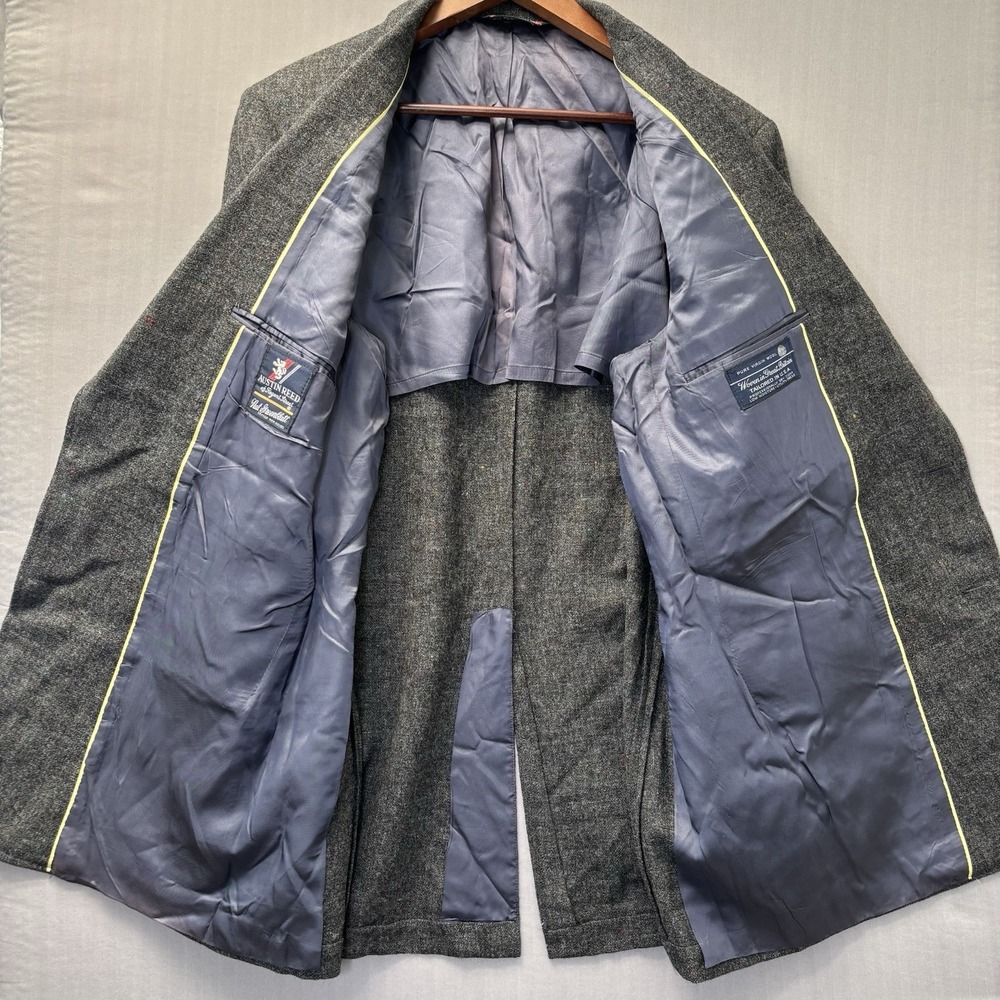 Vintage Austin Reed Wool Tweed Blazer Mens 42R Grey Flecked Sport Coat USA Made - Picture 6 of 16